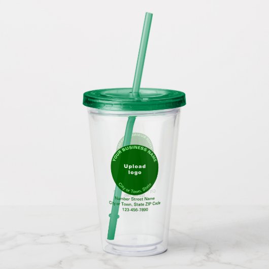 Groene Ronde Zakelijk Merk op Acryl Tumbler Acryl Drinkbeker (Achterkant)