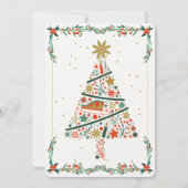 Groene Rood Moderne Kerstfeestje Kaart (Achterkant)