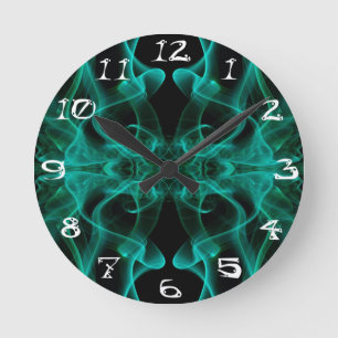 Groene rook symmetrische minimalistische zwarte ronde klok