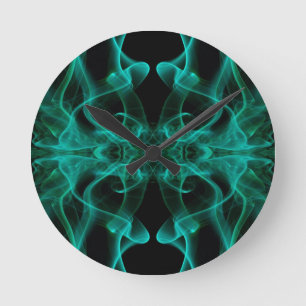Groene rook symmetrische minimalistische zwarte ronde klok