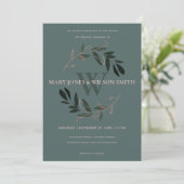GROENE ROOS GOLD FOLIAGE WREATH WEDDING INVITE BEDANKKAART (Staand voorkant)