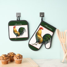 Groene  Rooster Gepersonaliseerde monogram naam