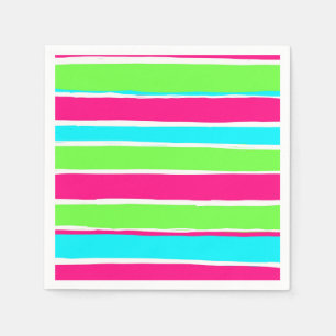 Groene roze blauwe strepen servet