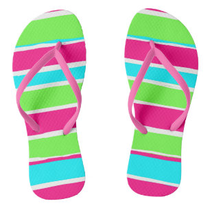 Groene roze blauwe strepen teenslippers