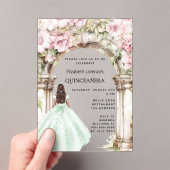 Groene roze bloemen boog jurk Quinceanera Acryl Uitnodigingen (Insitu (Draagbaar))