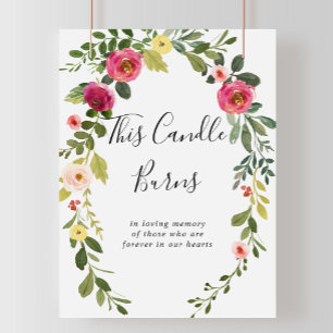 Groene Roze Blush Bloemige Deze Kaars Brandt Bord Poster