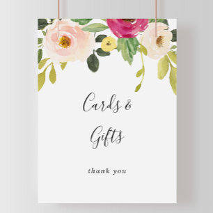 Groene Roze Blush Bloemkaarten en Cadeaus Bord Poster