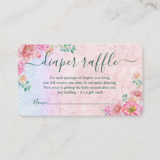 Groene & Roze Delicate Waterverf Luierraffle Informatiekaartje