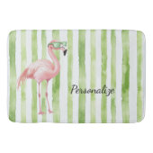 Groene Roze Flamingo   Badmat (Voorkant)