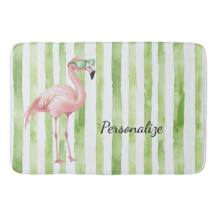Groene Roze Flamingo   Badmat