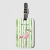 Groene Roze Flamingo Bagagelabel (Voorkant (verticaal))