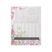 Groene roze Floral Weekly Personalized Meal Planne Notitieblok (Gedraaid)
