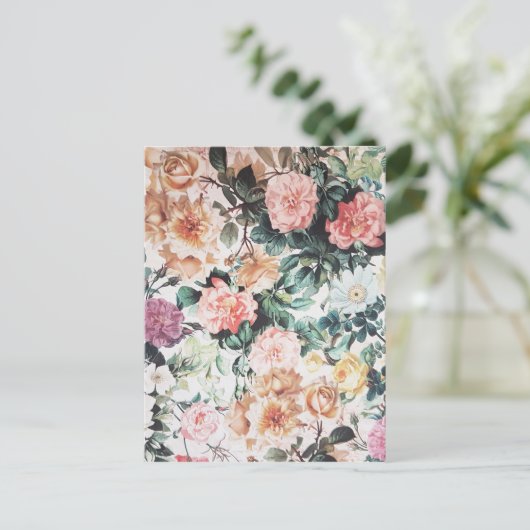 groene roze gele waterverf rozen florale. briefkaart (Staand voorkant)