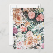 groene roze gele waterverf rozen florale. briefkaart (Voorkant / Achterkant)