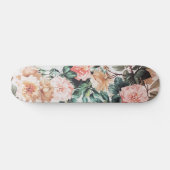  groene roze gele waterverf rozen florale. skateboard (Horizontaal)