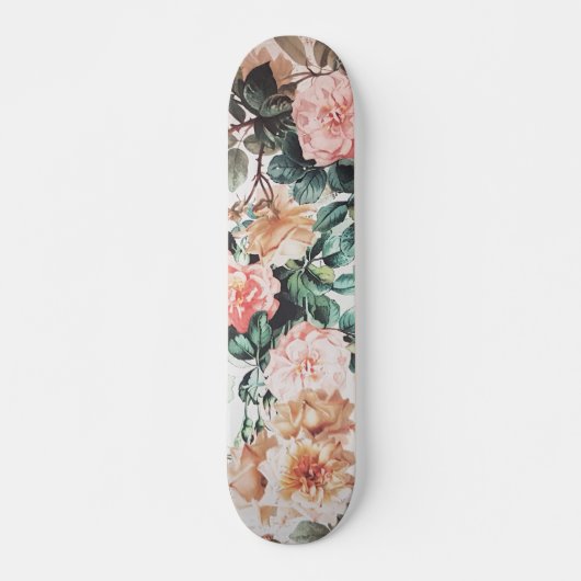  groene roze gele waterverf rozen florale. skateboard (Voorkant)