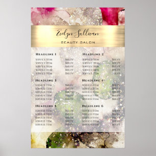 Groene Roze glitters waterverf Prijslijst Poster