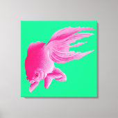 Groene roze goudvis Grote moderne Pop Canvas Afdruk (Voorkant)