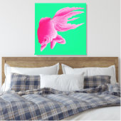 Groene roze goudvis Grote moderne Pop Canvas Afdruk (Insitu (Slaapkamer))