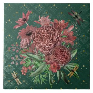 groene roze groene libellen tegeltje