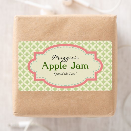 Groene Roze Jam Jar Labels, Aangepast Etiket (Insitu)