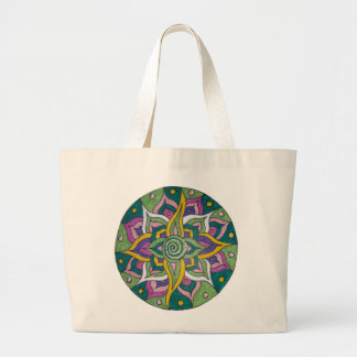 Groene/Roze Lotus Mandala Boodschappentas Grote Tote Bag