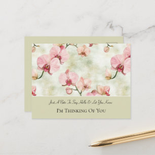 Groene Roze Orchideeën Bloemen Denken Aan Jou Briefkaart