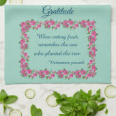  Groene & Roze Rozen Dankbaarheid Theedoek (Gevouwen)