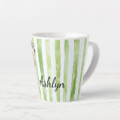 Groene Roze Strepen Flamingo Verjaardag Latte Mok (Rechterhoek)