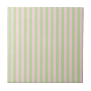 Groene Roze Strepen Patroon Minimal Modern Lente Tegeltje