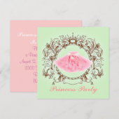 Groene Roze Tutu Prinses Verjaardagsfeestje uitnod Kaart (Voorkant / Achterkant)