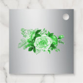 Groene Rozen Botanische Elegantie Zilveren Bruilof Bedankjes Labels (Achterkant)