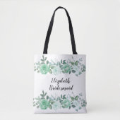 Groene Rozen Gepersonaliseerde Bridesmaïde Canvas  Draagtas (Voorkant)