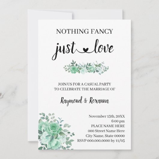 Groene Rozen Niets ingewikkelds, gewoon liefdesvl Kaart (Voorkant)