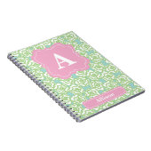 Groene Rozen Roze Monogram Notitieboek (Rechterzijde)