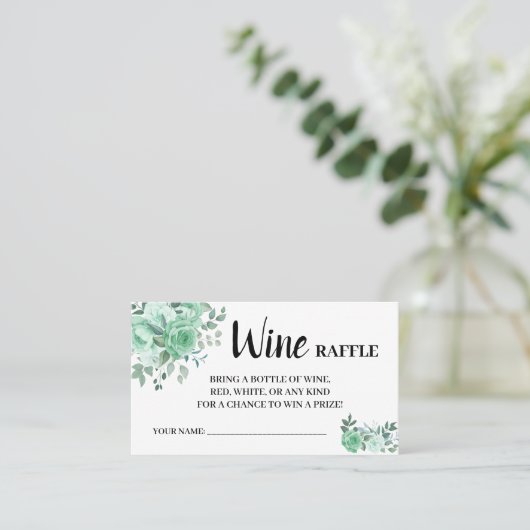 Groene Rozen Wijn Raffle Ticket Vrijgezellenfeest (Staand voorkant)