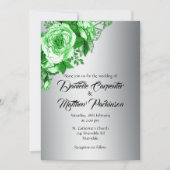 Groene Rozen Zilveren Bruiloft Kaart (Voorkant)