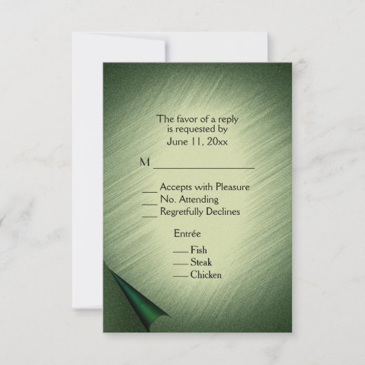 Groene RSVP-kaart weergeven met menu (Voorkant)