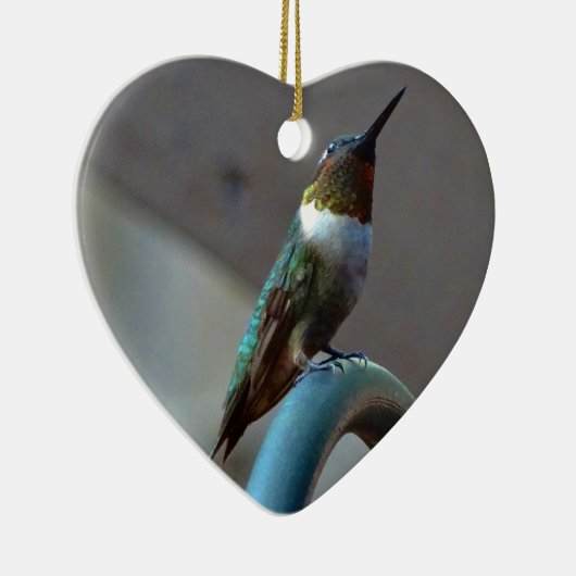 Groene Ruby kleine Hummingbird Keramisch Ornament (Rechts)