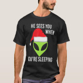 Groene Ruimte Alien Hoofd Kerstmis Kerstman Hoed U T-shirt (Voorkant)