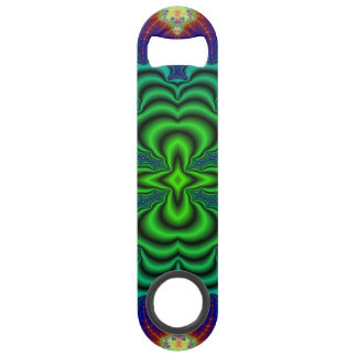 Groene ruimtebuisjes met rode mat Fractal Neon Speed Flessenopener