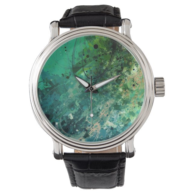 Groene ruis Abstract Horloge (Voorkant)