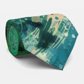 Groene ruis Abstract Stropdas (Opgerold)