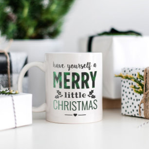 Groene ruit vrolijke kleine kerst tweekleurige koffiemok