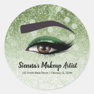 Groene ruit zweeft ogen make-up kunstenaar ronde sticker
