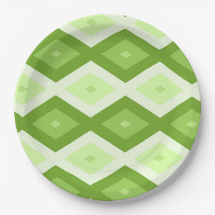 Groene ruitvormig patroon van Chartreuse Papieren Bordje