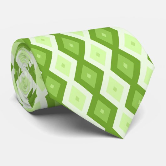 Groene ruitvormig patroon van Chartreuse Stropdas (Opgerold)