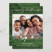 Groene Rustic kerstGreenery | Foto en script Feestdagenkaart (Voorkant / Achterkant)