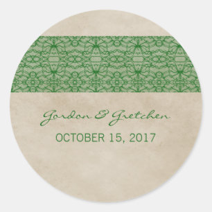 Groene Rustic Lace Wedding Stickers