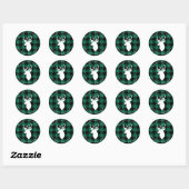 Groene Rustic Pset Pattern en Deer Ronde Sticker (Vel)